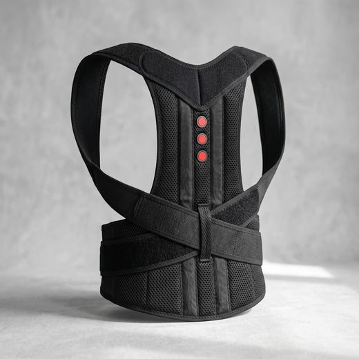 zero2cart black adjustable posture support brace with breathable mesh fabric and red accent details for back stability