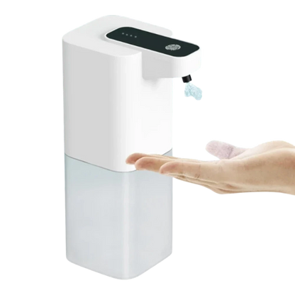 zero2cart white touchless automatic soap dispenser with sensor dispensing foam into a hand