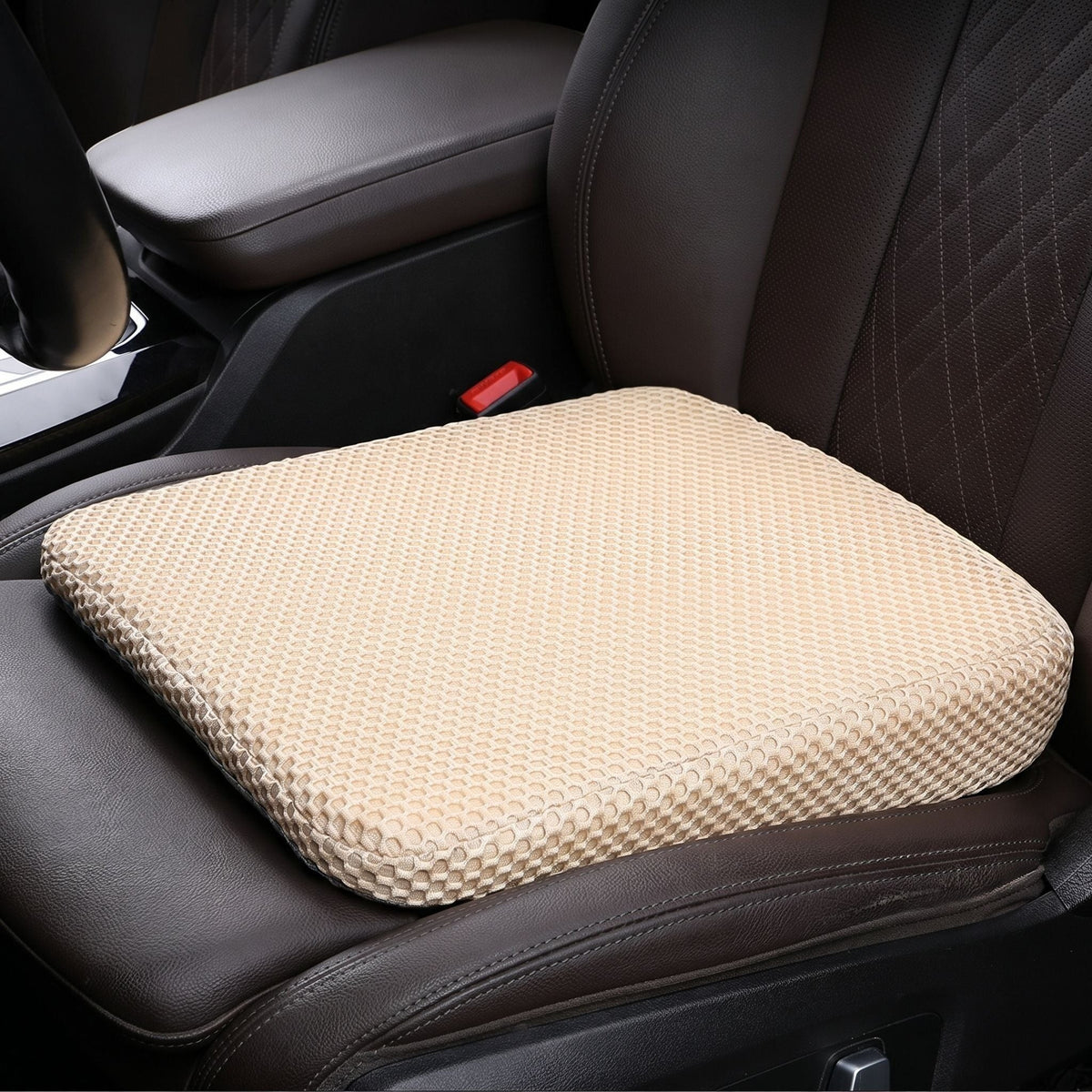 zero2cart beige honeycomb car seat booster cushion with breathable 3D mesh surface for added height and comfort