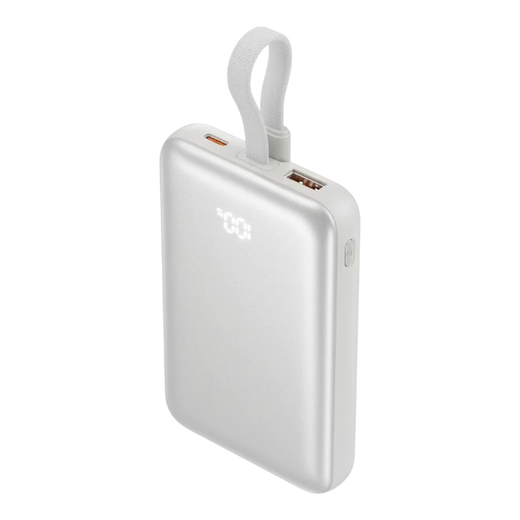 zero2cart beige 10000mAh magnetic wireless power bank with digital battery display and integrated carry loop