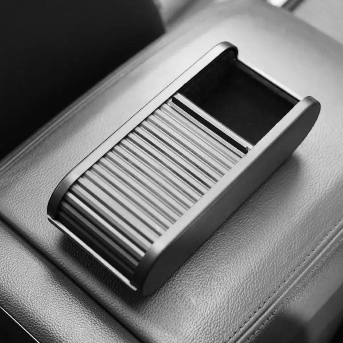 zero2cart black plastic telescopic car center console organizer box with a sliding lid for small accessories