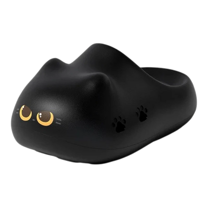 zero2cart black EVA cat paw novelty slides with cute cat eye design and paw print ventilation holes