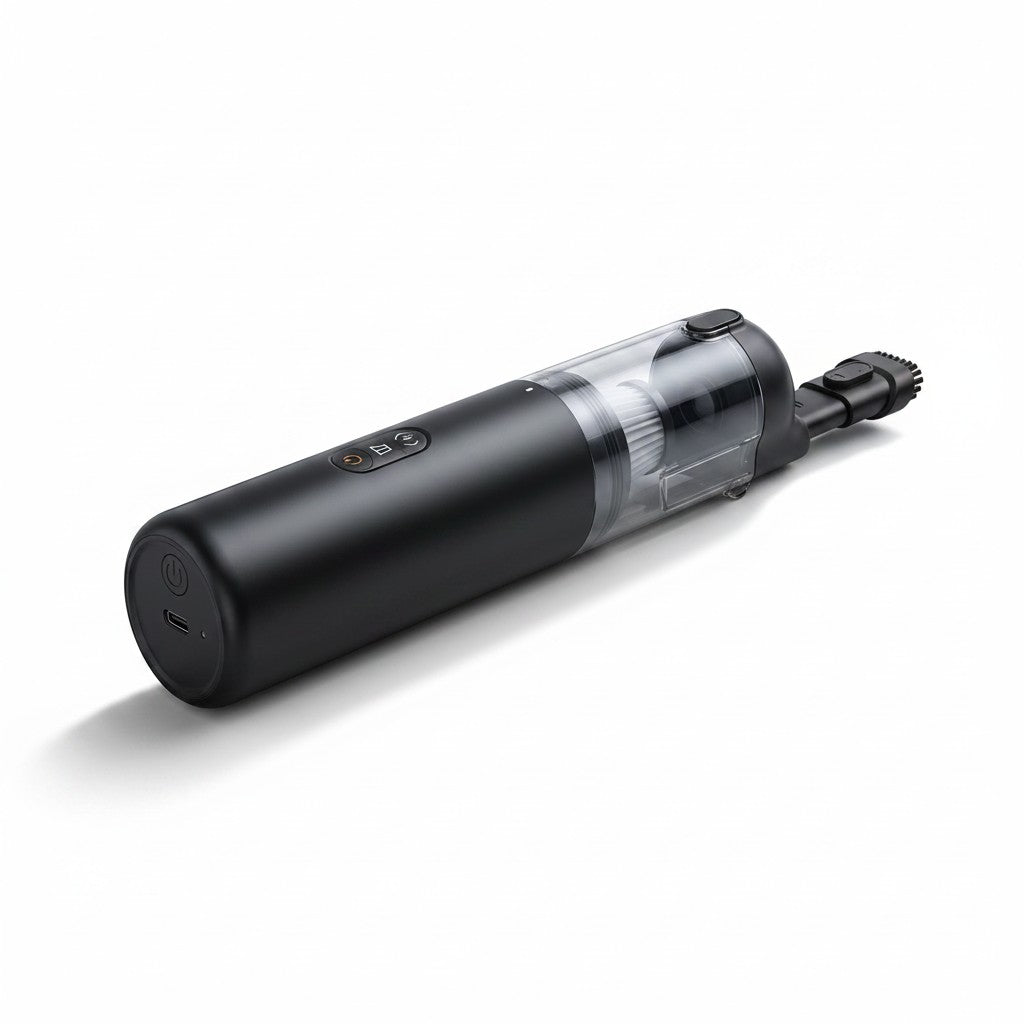 zero2cart black cordless handheld car vacuum with 2-in-1 nozzle and USB-C charging port for portable cleaning