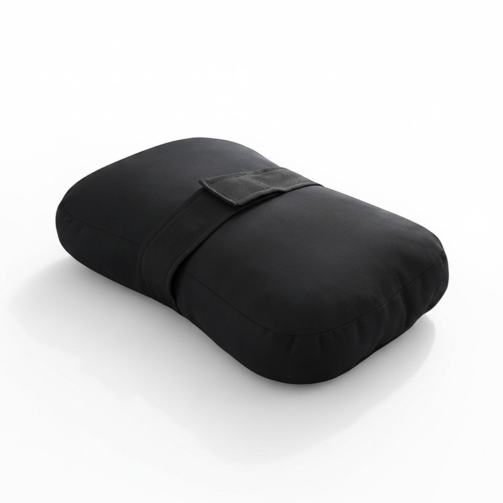 zero2cart black side sleeper knee pillow with an adjustable strap for ergonomic leg support and comfort
