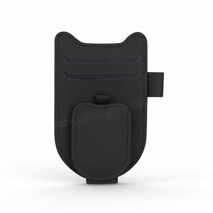 zero2cart black leatherette magnetic car sun visor glasses holder with card slots and pen loop