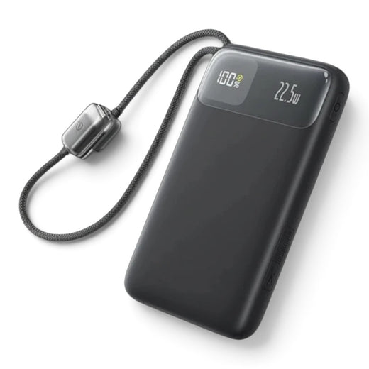 Slim 10000mAh Power Bank with Built-In USB-C Cables