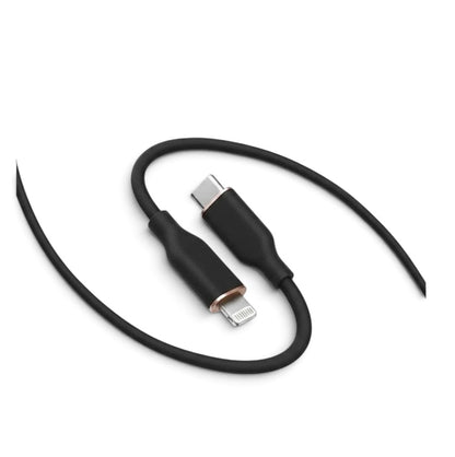 zero2cart black silicone USB-C to Lightning fast charging cable with metallic accents for data transfer and syncing