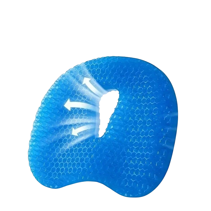 zero2cart blue U-shaped gel seat cushion with a breathable honeycomb texture for cooling pressure relief