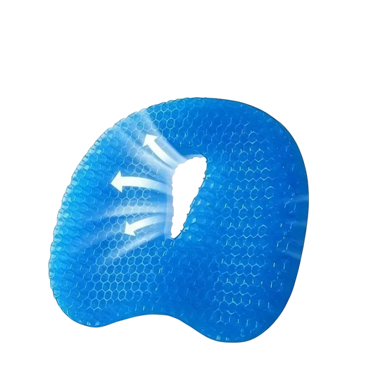 zero2cart blue U-shaped gel seat cushion with a breathable honeycomb texture for cooling pressure relief