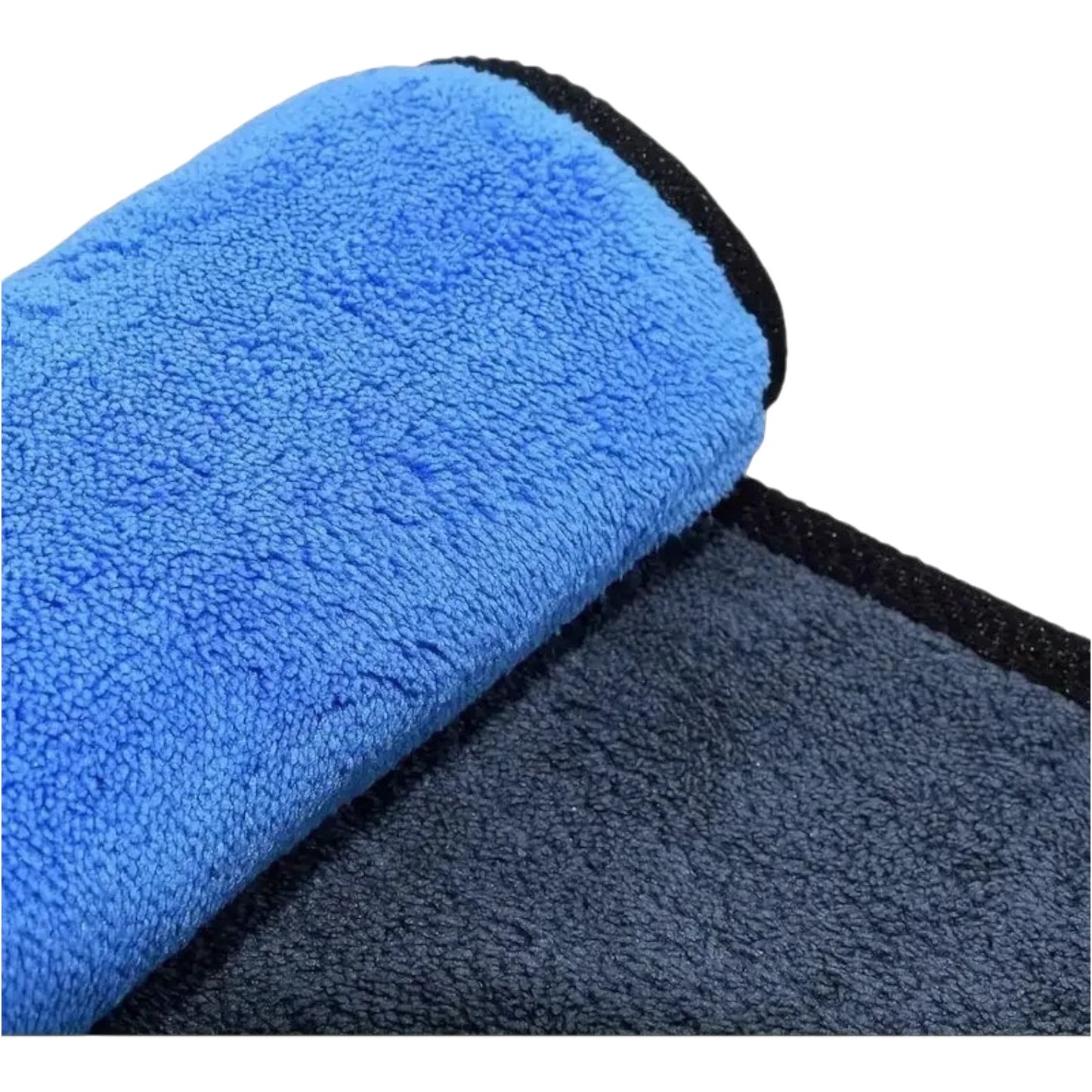 zero2cart blue and dark grey coral fleece microfiber cleaning towel with thick absorbent texture and black edging