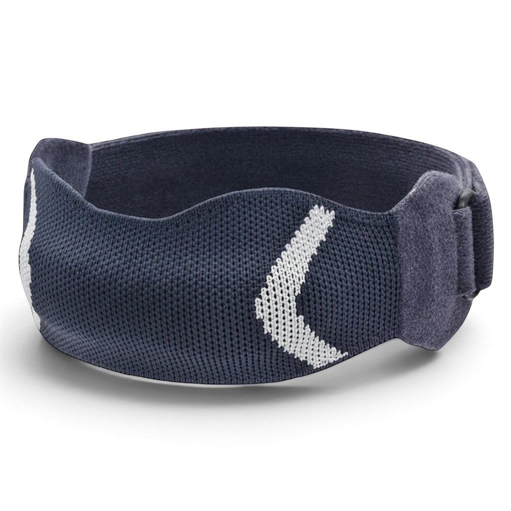 zero2cart adjustable blue knit patella tendon knee strap with white chevron detail for sports support