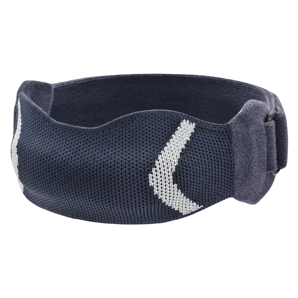 zero2cart adjustable blue knit patella tendon knee strap with white chevron detail for sports support