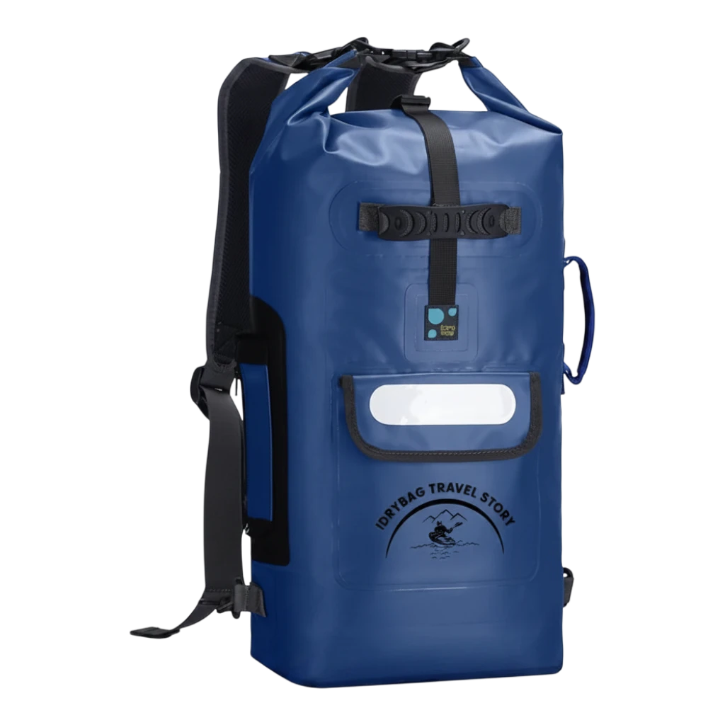 zero2cart 20L blue waterproof PVC dry bag backpack with roll-top closure for kayaking and outdoor water sports