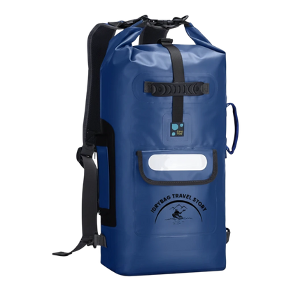 zero2cart 20L blue waterproof PVC dry bag backpack with roll-top closure for kayaking and outdoor water sports