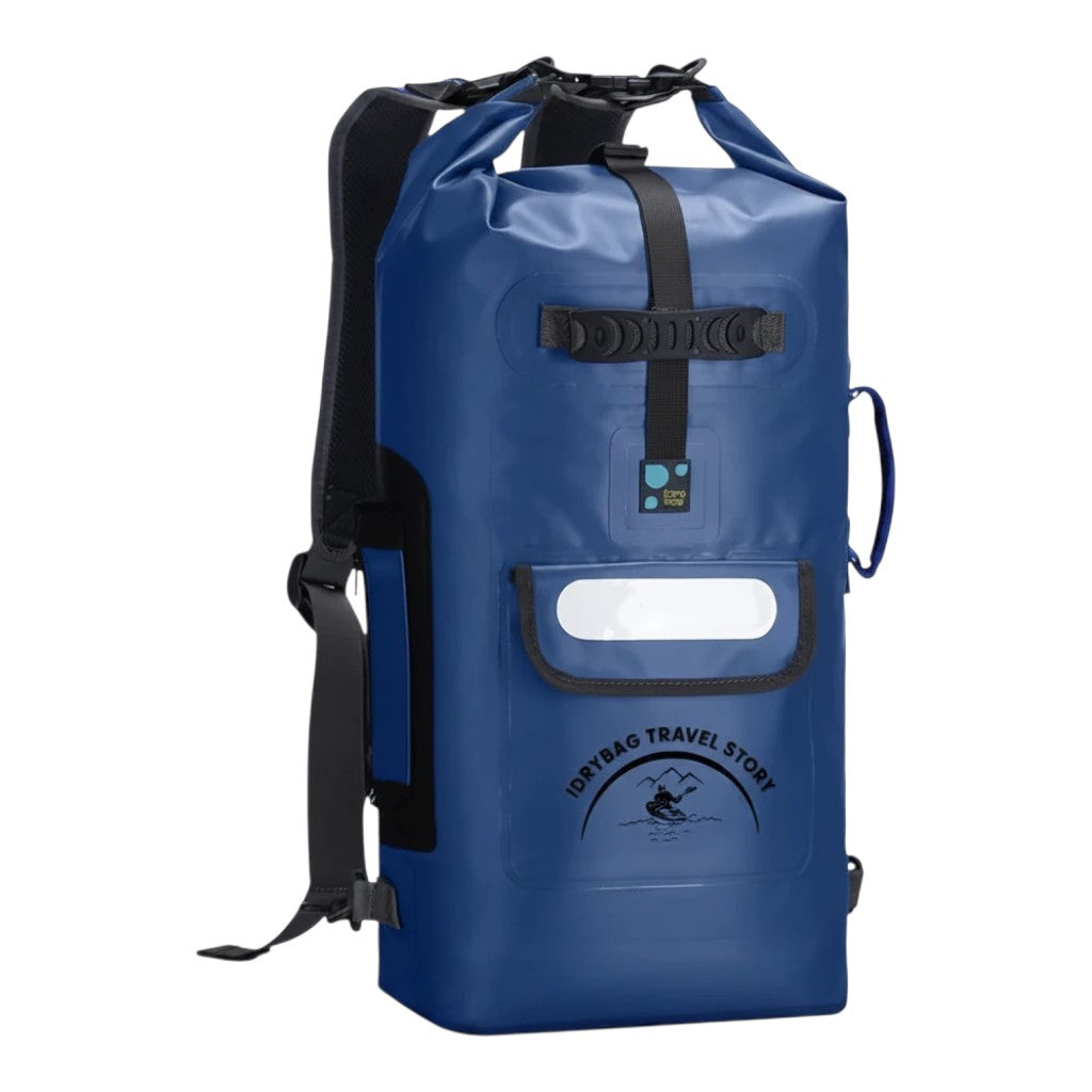 zero2cart 20L blue waterproof PVC dry bag backpack with roll-top closure for kayaking and outdoor water sports