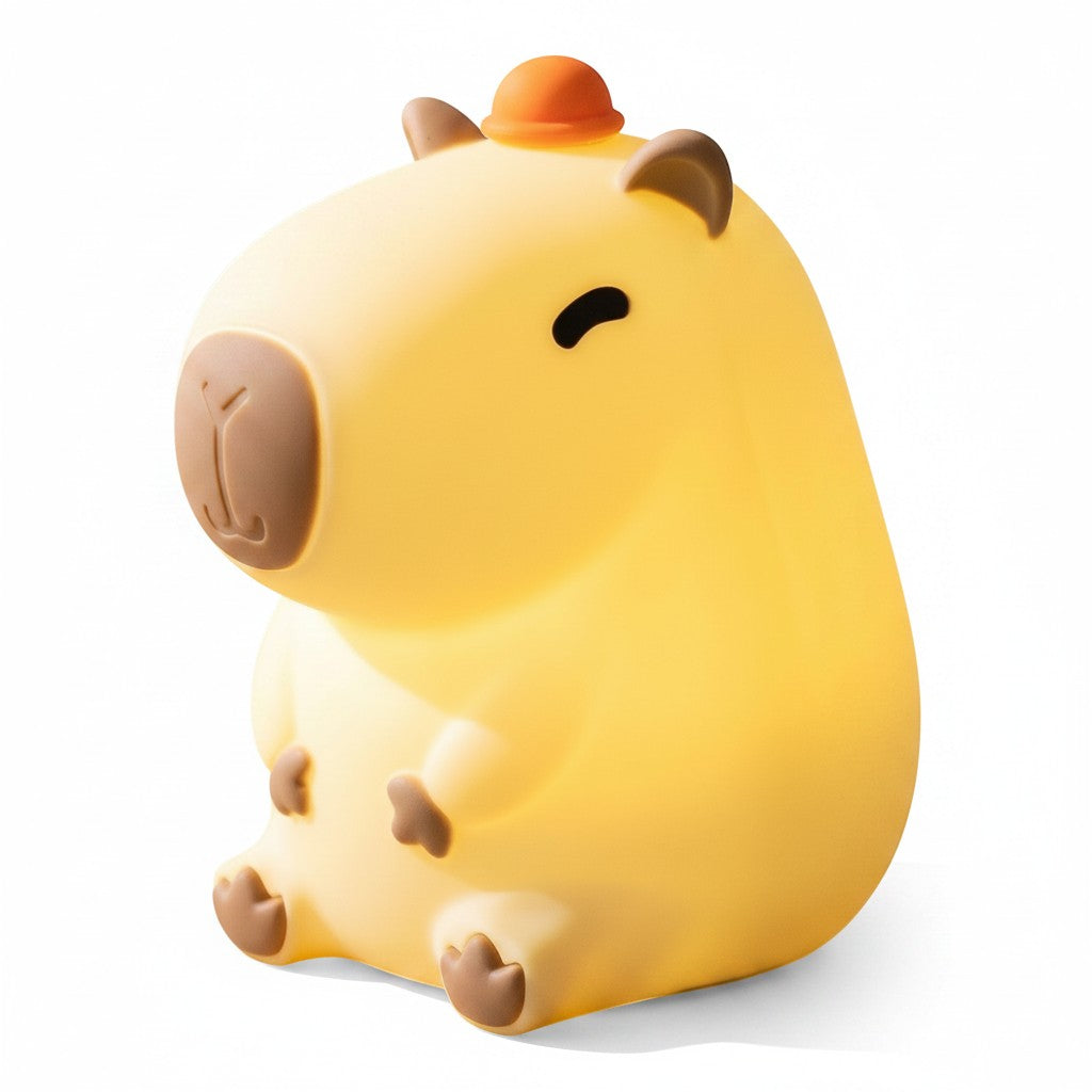zero2cart rechargeable capybara night light with a soft silicone body and warm LED glow for nursery or bedroom decor
