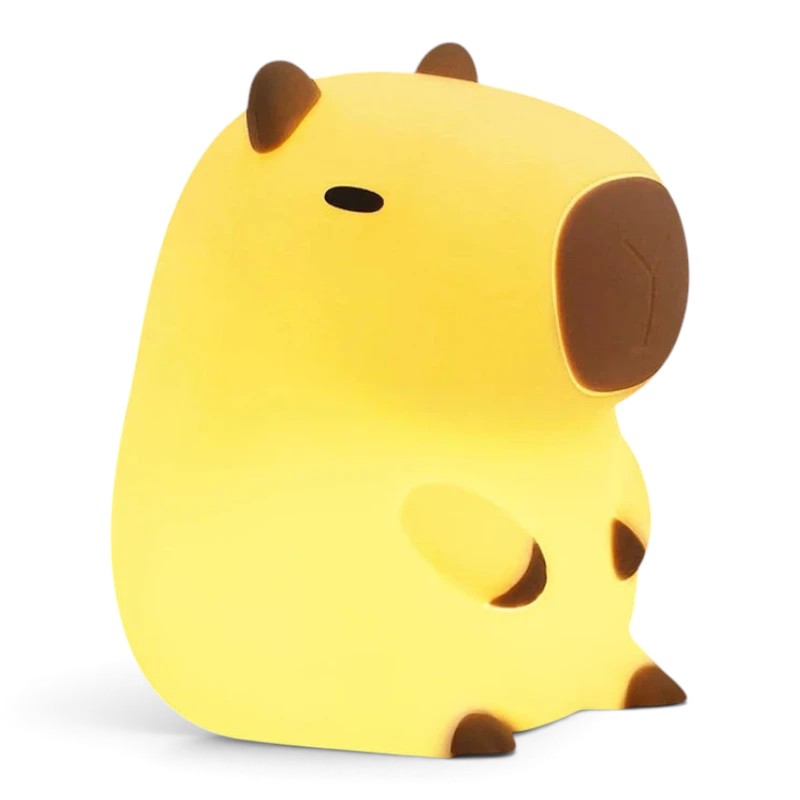 zero2cart rechargeable capybara night light with a soft silicone body and warm LED glow for nursery decor