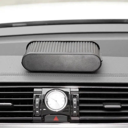 zero2cart black telescopic car dashboard storage box with a lid, mounted on a vehicle console for organizing essentials.