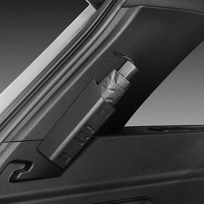 zero2cart waterproof black plastic car umbrella holder mounted on a vehicle interior panel for neat storage.