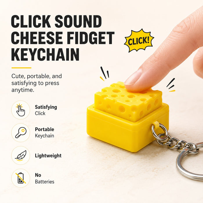 Mini Cheese Fidget Clicker Keychain