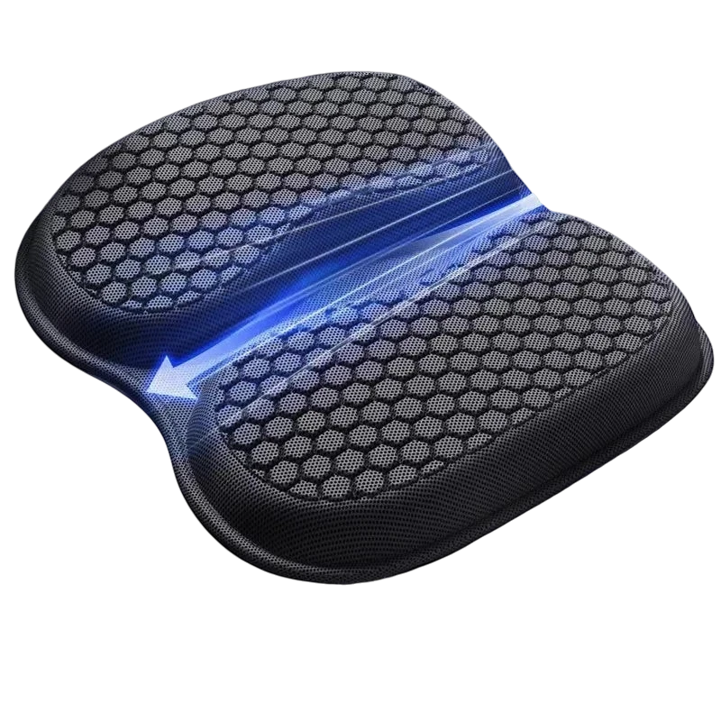 zero2cart cooling gel car seat cushion with a breathable black ice-silk honeycomb surface for ergonomic support.