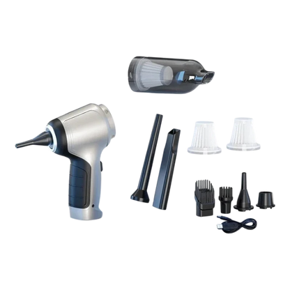 zero2cart silver cordless handheld car vacuum with multiple nozzle attachments and filters for cleaning tight spaces