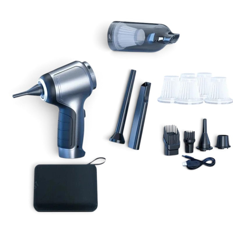 zero2cart cordless handheld car vacuum with multiple nozzle attachments, filters, and a storage case for cleaning