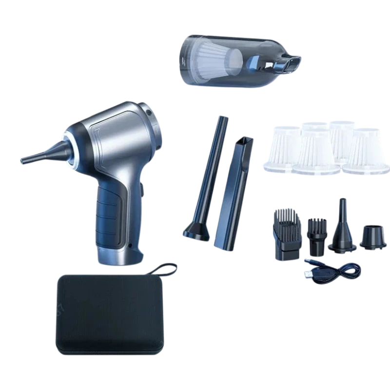zero2cart cordless handheld car vacuum with multiple nozzle attachments, filters, and a storage case for cleaning