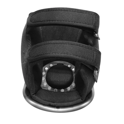 zero2cart cordless knee massager in black with adjustable velcro straps and internal vibration nodes for relief