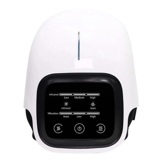 zero2cart white cordless knee massager with LED touch screen, infrared, laser, and vibration settings for pain relief