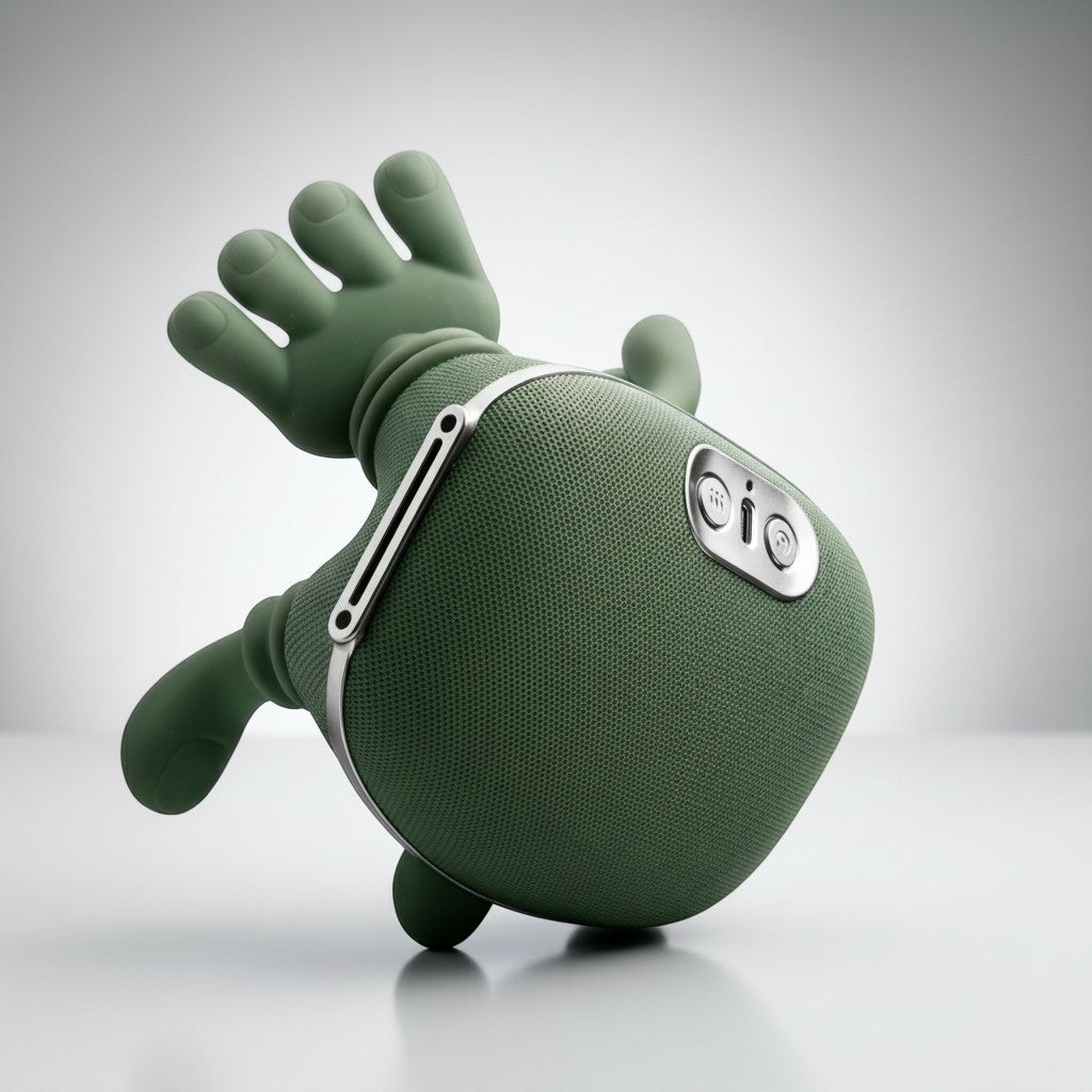 zero2cart cordless neck and shoulder massager in olive green with fabric finish and ergonomic kneading nodes