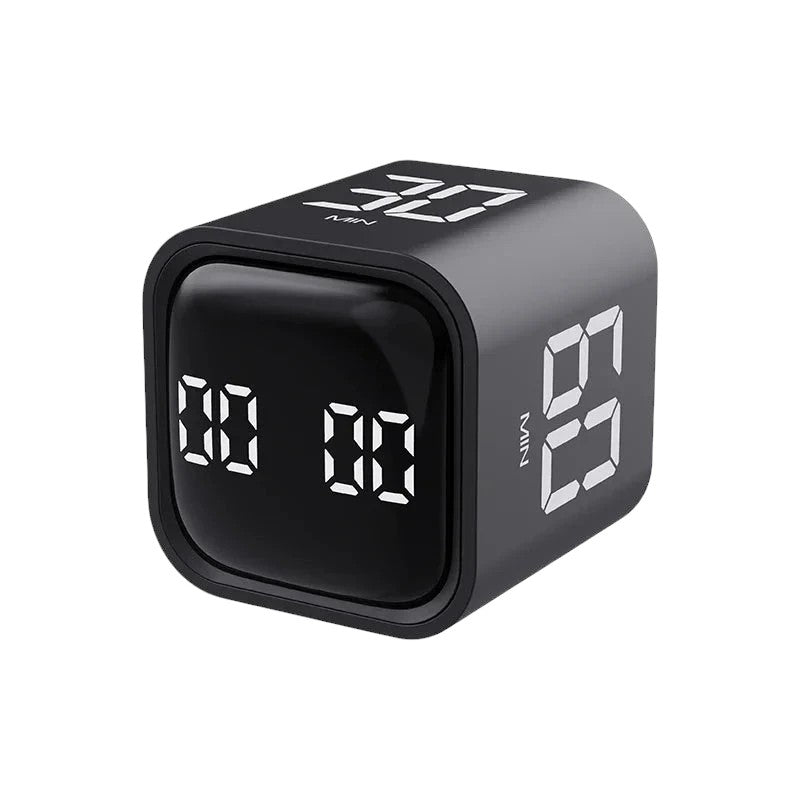 zero2cart black cube-shaped digital countdown timer for study, work, and kitchen use with clear LED display