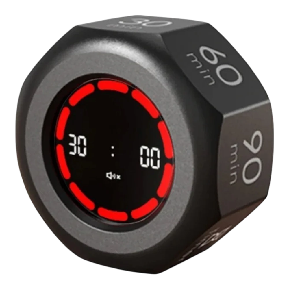 zero2cart black digital flip timer with LCD display, gravity sensor, and 7 quick-access settings for productivity.