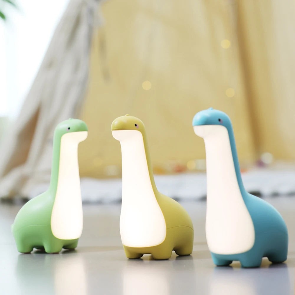 zero2cart dinosaur night lights in green, yellow, and blue with soft warm glow for kids' bedroom decor