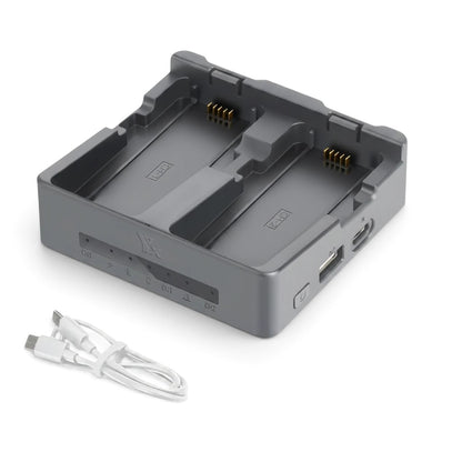 zero2cart portable dual drone battery charging hub with USB-C cable for fast charging and storage mode