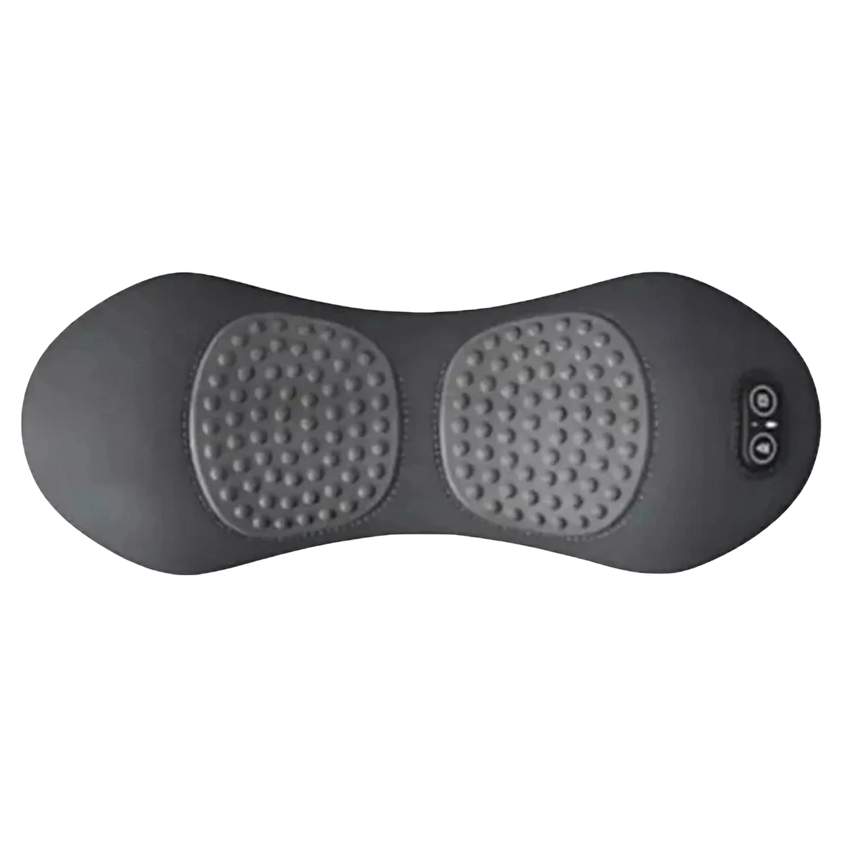 zero2cart electric lumbar support pillow in grey with textured massage nodes, heat therapy, and control buttons.