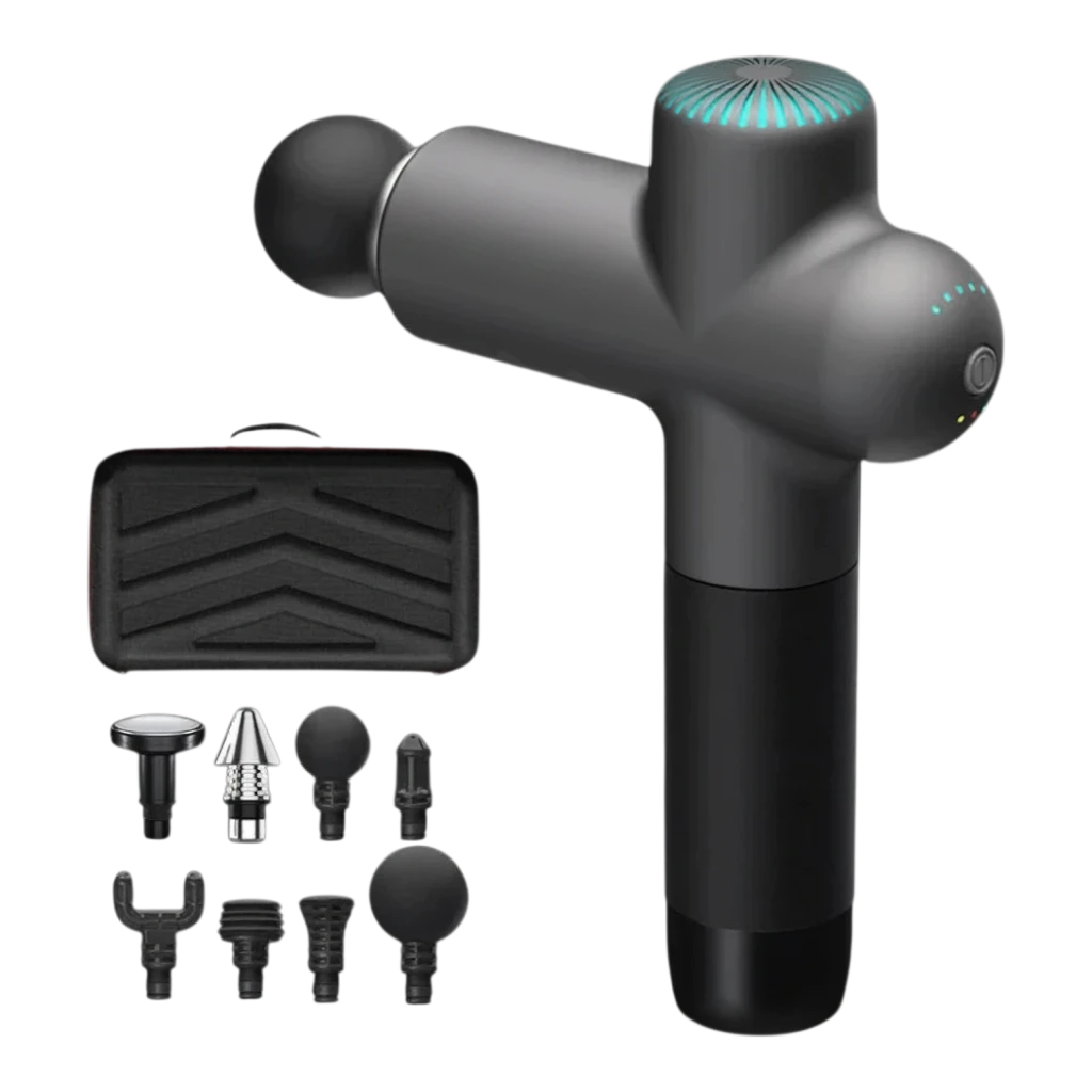 zero2cart electric massage gun with multiple interchangeable heads and a carrying case for deep muscle recovery