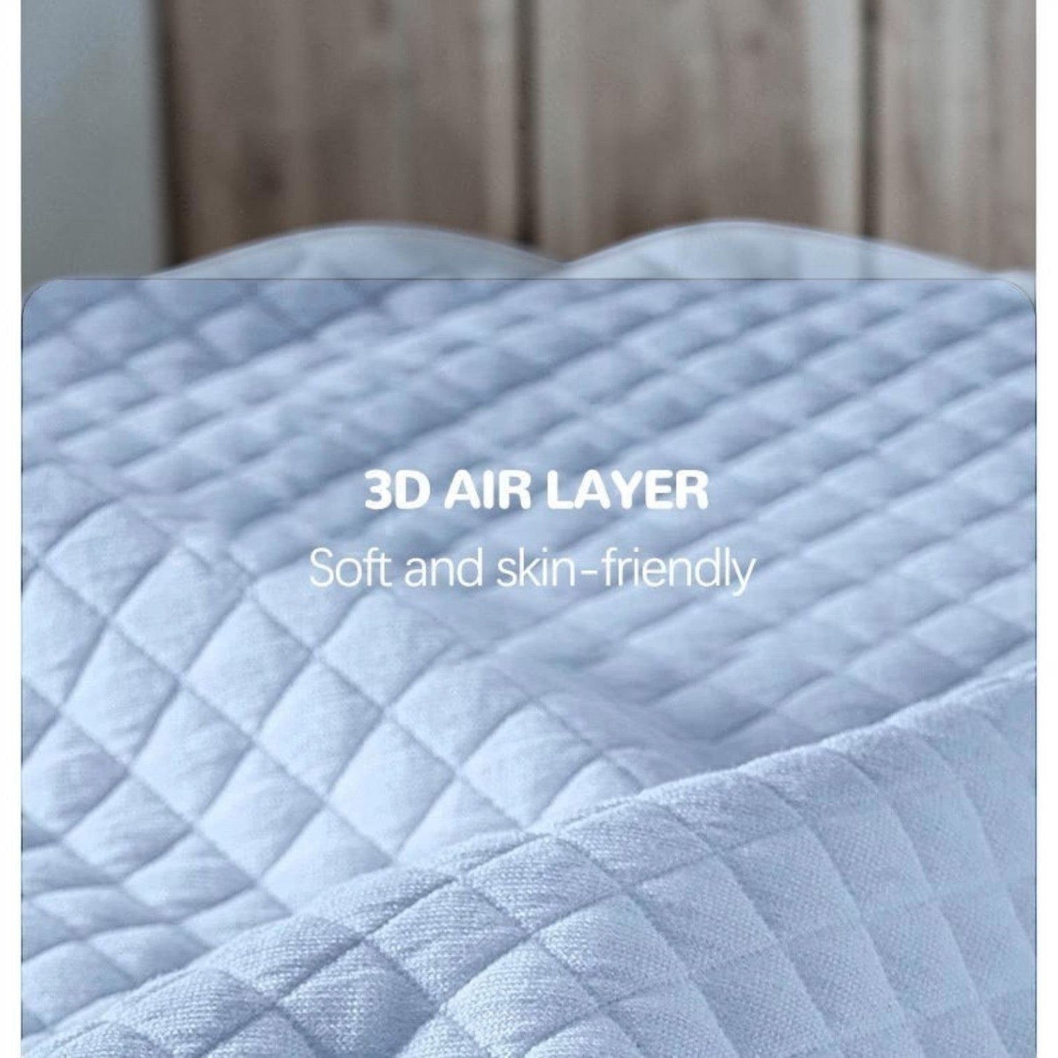 zero2cart light blue 3D air layer fabric texture of an ergonomic memory foam support pillow with quilted pattern