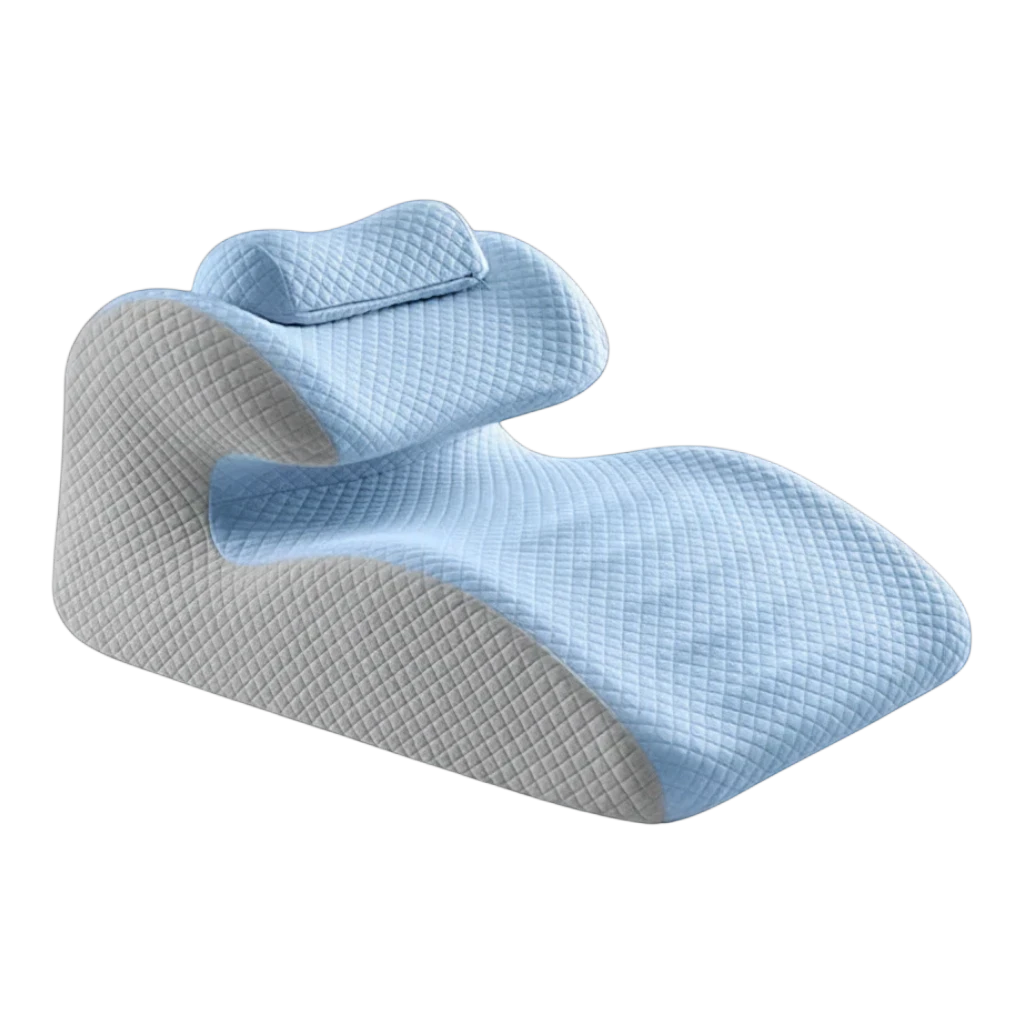 zero2cart ergonomic memory foam cervical support pillow in light blue and grey with a quilted texture