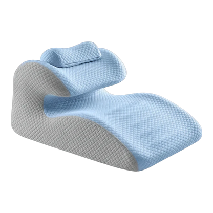 zero2cart ergonomic memory foam cervical support pillow in light blue and grey with a quilted texture