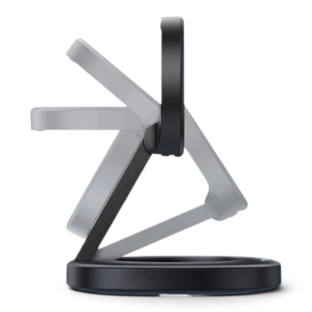 zero2cart foldable magnetic wireless charger stand showing adjustable viewing angles on a black background