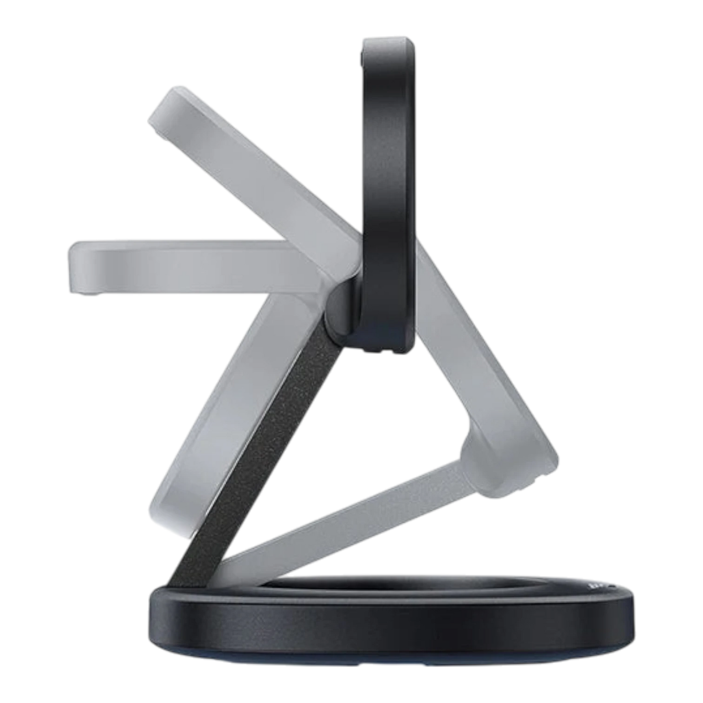 zero2cart foldable magnetic wireless charger stand showing adjustable viewing angles on a black background