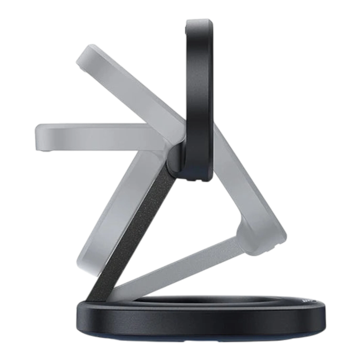 zero2cart foldable magnetic wireless charger stand showing adjustable viewing angles on a black background