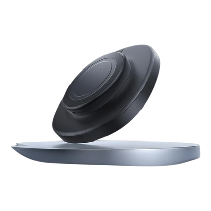 zero2cart foldable magnetic wireless charger stand in matte black for phones and earbuds on a dark background