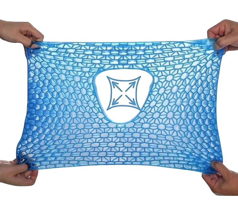 zero2cart blue U-shaped gel seat cushion with a flexible honeycomb structure for cooling and pressure relief