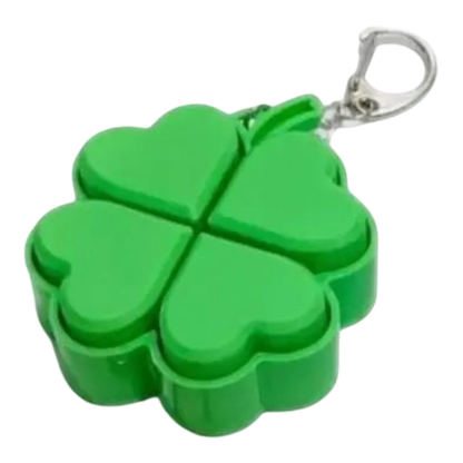 zero2cart green four-leaf clover light-up pop it fidget keychain with a metal clasp for sensory play