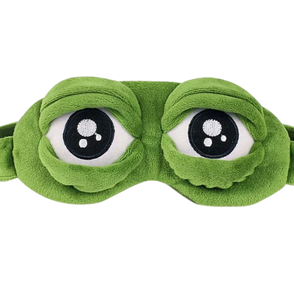 zero2cart green plush sleep eye mask featuring a cute frog eye design with an adjustable strap for comfortable rest.