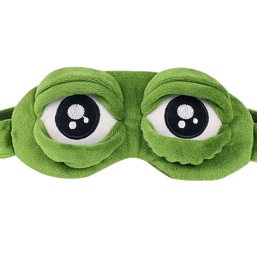 zero2cart green plush sleep eye mask featuring a cute frog eye design with an adjustable strap for comfortable rest.