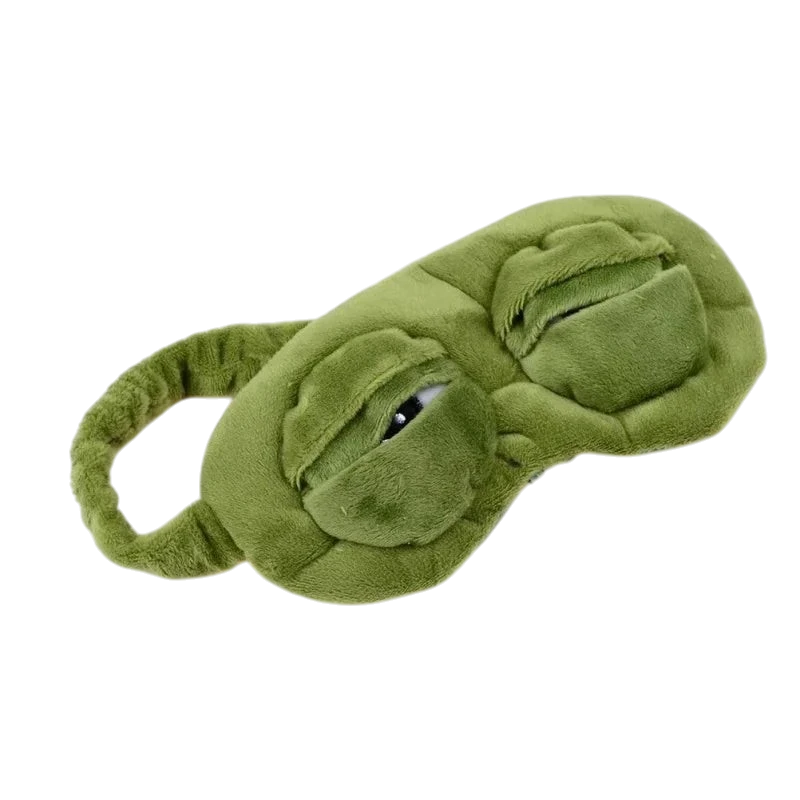 zero2cart green plush sleep eye mask with a cute frog design and adjustable strap for comfortable travel rest