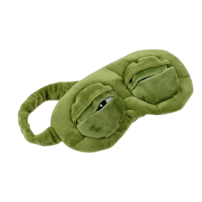 zero2cart green plush sleep eye mask with a cute frog design and adjustable strap for comfortable travel rest